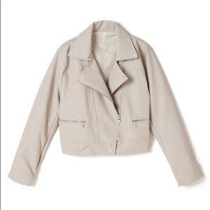 NWT GRL Japan Cream Vegan Leather Moto Jacket S